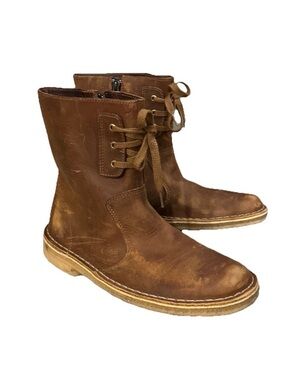 Originals Desert Boot Clarks Mid Calf Womens 7 M Leather Beeswax Crepe Zip